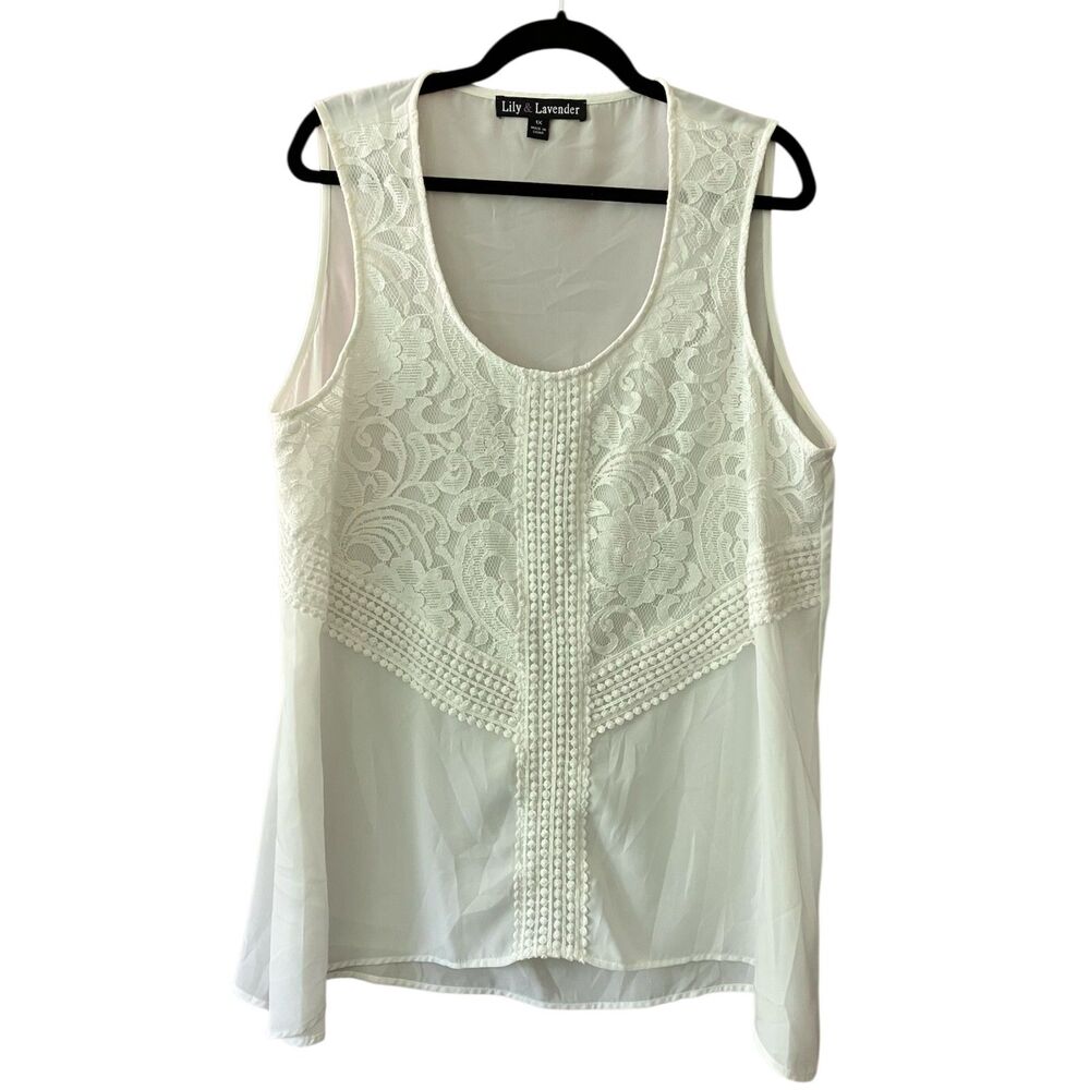 Lily & Lavender lace semi sheer sleeveless top